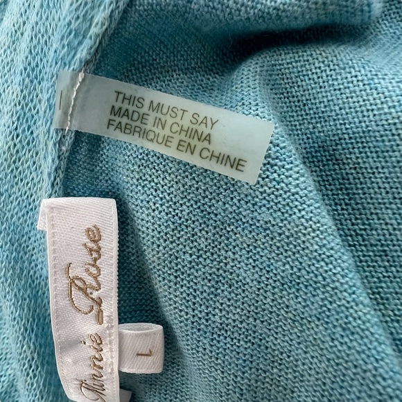 MINNIE ROSE AQUA BLUE OVERSIZED OPEN SHORT SLEEVE COTTON CARDIGAN - Picture 12 of 14